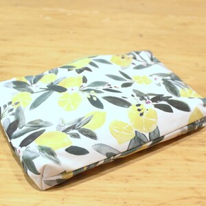 Botanical print zippered wristlet wallet pouch lemon and leaves image 6