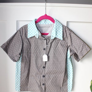 Aqua and Gray Bowling Shirt Size 6