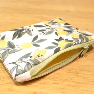 Botanical print zippered wristlet wallet pouch lemon and leaves image 7