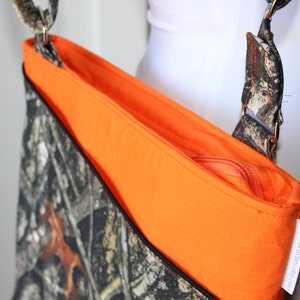 Camo and Orange Cross Body Hipster Bag