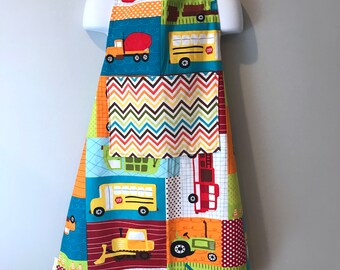 Child's Reversible Apron in Vehicles Print
