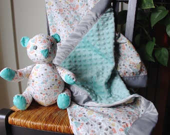 Minky Blanket with Teddy Bear