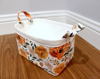 Small fabric tote bin basket storage floral print