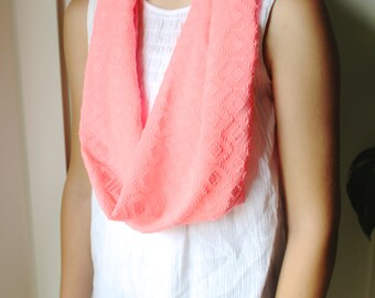 Textured Coral Infinity Scarf