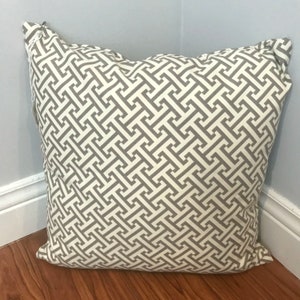 Gray and White Geometric Print Pillow Cover image 2
