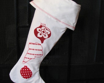 White Applique Christmas Stocking