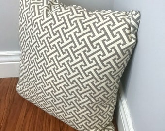 Gray and White Geometric Print Pillow Cover