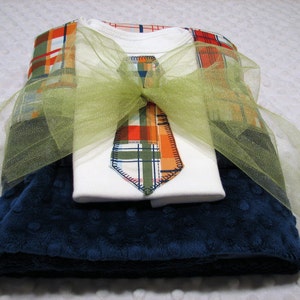 Minky Blanket and Applique Tie Bodysuit