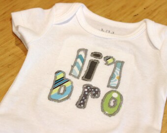 Li'l Bro Body Suit Size Newborn in Green, Blue and Gray