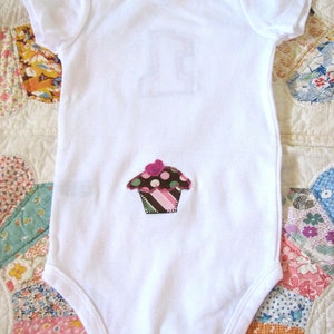 Birthday Bodysuit for Girl with Applique Number One image 3