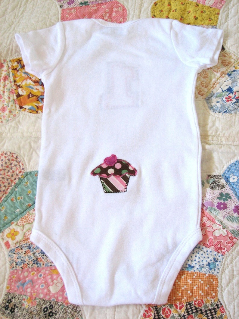 Birthday Bodysuit for Girl with Applique Number One image 3