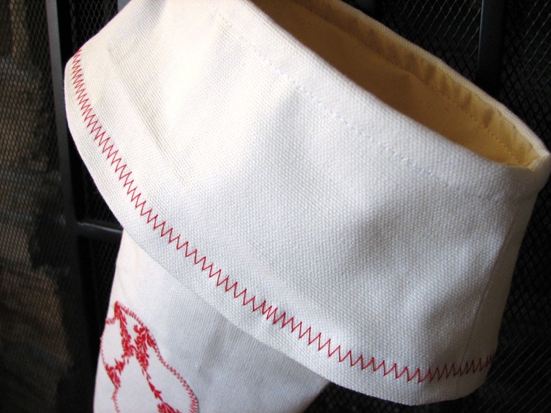 White Applique Christmas Stocking