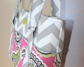 Pink Paisley and Chevron Tote