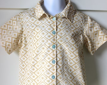 Gold Diamond Print Hipster Shirt Size 2