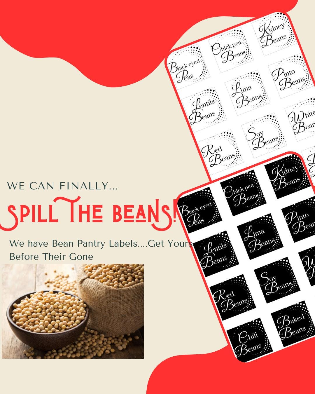 Treat Yourself With 12 Bean Labels. Exceptional and Different. - Etsy