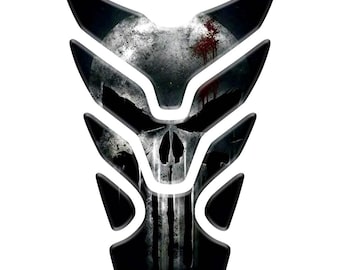 Punisher Motorcycle Tank Pad – Custom 3D Resin Gel Protector,Universal Tank Protection Decal for Motorbikes, Weatherproof Tank Decal Guard
