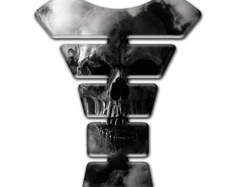 Skull Motorcycle Tank Pad – Custom 3D Resin Gel Protector | Universal Tank Protection Decal for Motorbikes | Weatherproof Tank Decal Guard