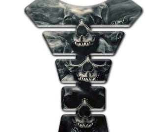 Skull Motorcycle Tank Pad – Custom 3D Resin Gel Protector | Universal Tank Protection Decal for Motorbikes | Weatherproof Tank Decal Guard