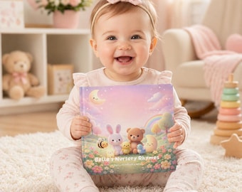 Personalized Christening Book, Custom Nursery Rhymes, Goddaughter Godson Baptism Keepsake Storybook