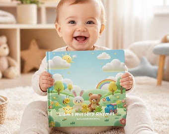 Personalized Nursery Rhymes Book, 3D Cartoon, Baby Name Storybook, Baby Shower Gift, Birthday Keepsake