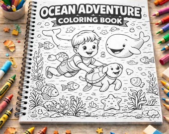 Personalized Ocean Adventure Coloring Book Custom Photo Kids Spiral Activity Gift