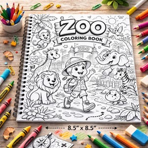 zoo coloring book;kids animal book;spiral notebook;personalized book;custom photo book;zoo activity book;animal coloring;kids coloring book;toddler coloring;animal gift kids;custom coloring;spiral bound book;coloring pages;zoo adventure;activity pages;creative kids;birthday keepsake;party activity;kids gift idea;photo illustration;animal art book;fun coloring;kids art book;spiral coloring