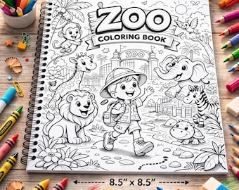 Personalized Zoo Coloring Book Custom Photo Kids Spiral Activity Animal Gift