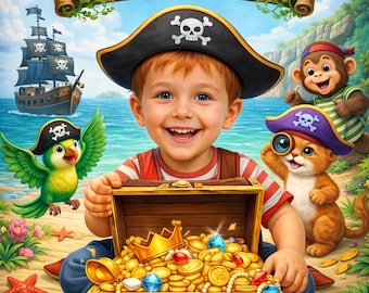 Personalized Pirate Treasure Hunt Storybook for Kids Custom Photo Adventure Book Gift