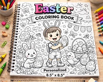 Personalized Easter Coloring Book Custom Photo Kids Spiral Bunny Activity Gift