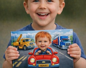Personalized Cars and Trucks Adventure Storybook for Kids Custom Photo Childrens Vehicle Book