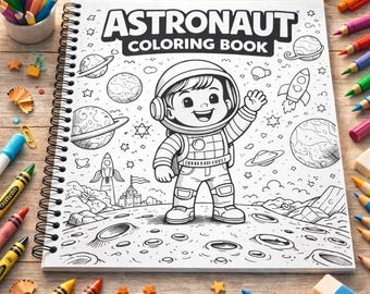 Personalized Astronaut Coloring Book Custom Photo Kids Spiral Space Activity Gift
