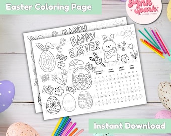 Página para colorear de Pascua, Hoja para colorear, Actividades para niños, Página para colorear de un conejito lindo, Hoja de actividades del conejito de Pascua