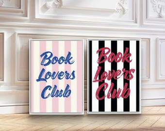 Book Club Print Bundle, Bookish Poster, Trendy Reading Poster, Book Lover Wall Art, Cute Book Wall art, Gift For Reading Lover, Readers,Read