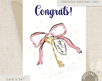 Printable New Home Card, Congrats Greeting, Cottagecore Style (Digital Download)