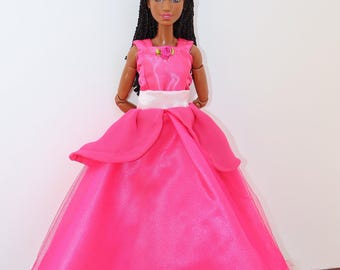Pink princess tulle dress for fashion dolls