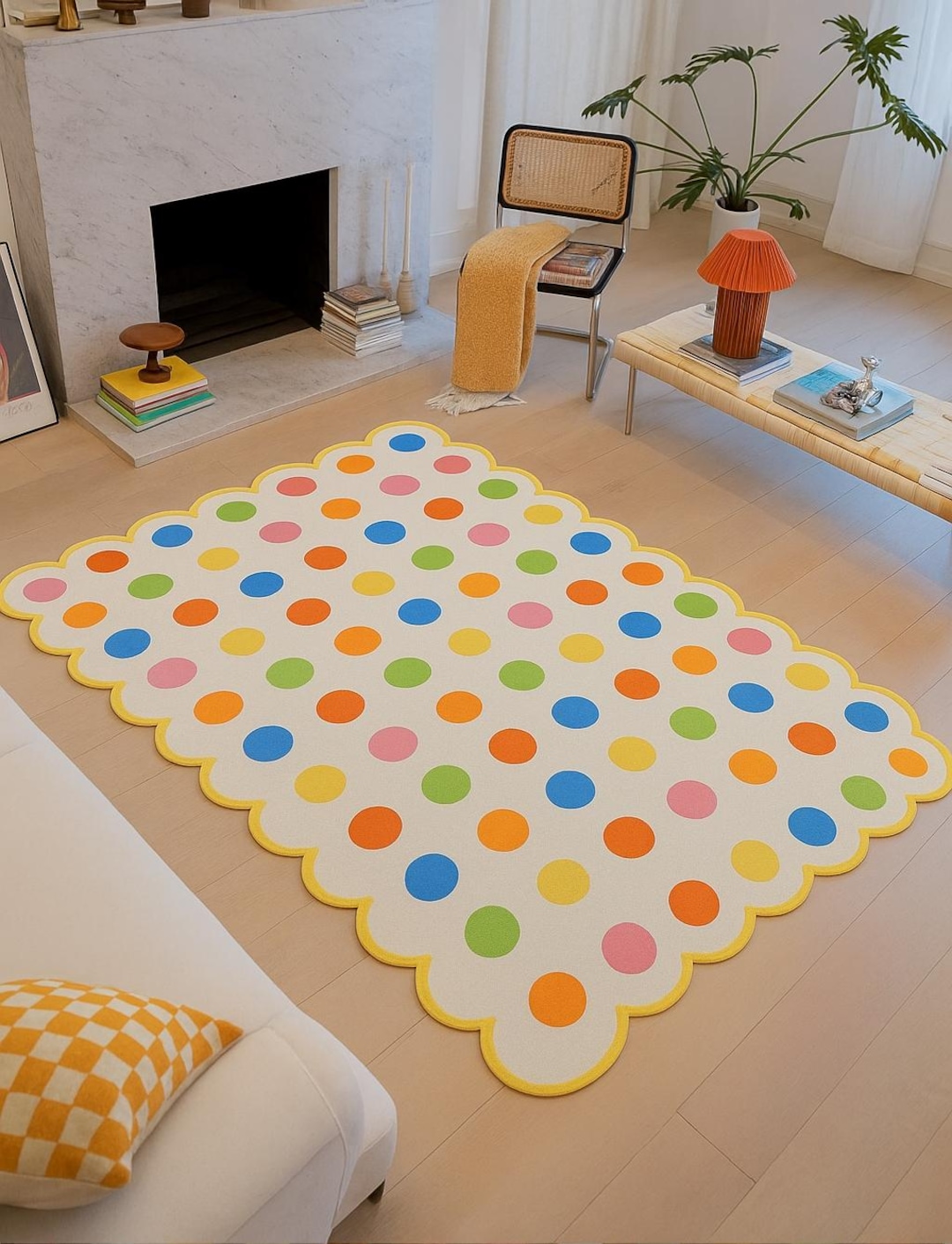 Dotflow Rug Colorful Polka Dot Rug – Fun Playful Area Carpet With Scalloped Edges ...