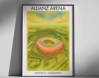 Allianz Arena Watercolor Print: Bayern Munich Stadium Poster