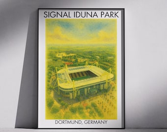 Signal Iduna Park Watercolor Print: Dortmund Soccer Stadium Art