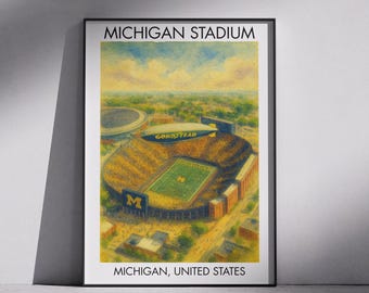 Michigan Stadium Poster: Personalized Football Wall Art, Sports Decor