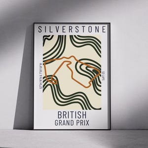 Poster del Gran Premio di Gran Bretagna di Silverstone - Arte murale di Formula 1 - Stampa minimalista del circuito di F1 - Decorazione per sport motoristici - Regalo per appassionati di auto