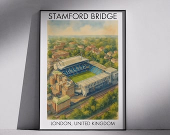 Stamford Bridge Watercolor Print: Chelsea Football Poster, Sports Room Decor