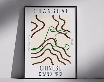 Chinese Grand Prix Poster: Minimalist F1 Racing Track Art