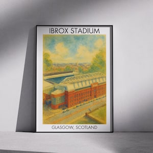 Ibrox Stadium Watercolor Print – Personalised Football Poster – Soccer Wall Art – Sports Room Decor – Father’s Day Gift - Rangers FC