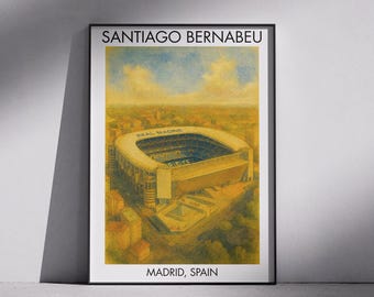 Santiago Bernabeu Stadium Watercolor Print: Madrid Soccer Wall Art