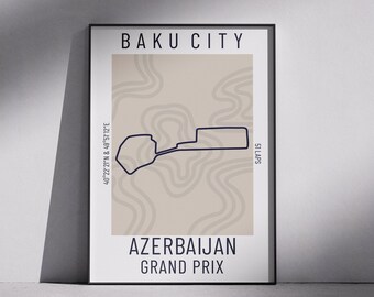 Azerbaijan Grand Prix Poster: Minimalist Formula 1 Racing Track Art