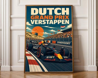 Zandvoort Poster - Retro Vector Illustration, Teal and Dark Navy with Cream
