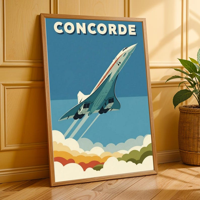Concorde Aviation Art Print: Vintage Airplane Travel Poster image 2