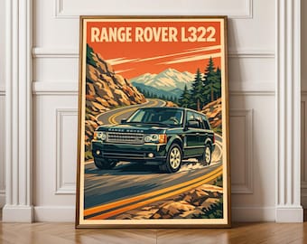 Lámina artística del Range Rover L322 - Vector, naranja y verde azulado
