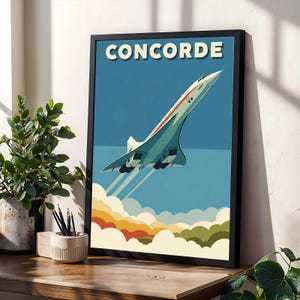 Concorde Aviation Art Print: Vintage Airplane Travel Poster image 3