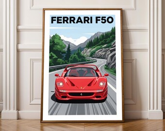 フェラーリ F50 プリント 1990年代 クラシックスーパーカー ウォール